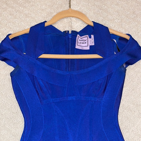 Herve Leger Royal Blue Square Neckline Bodycon dress XXS - Picture 4 of 16